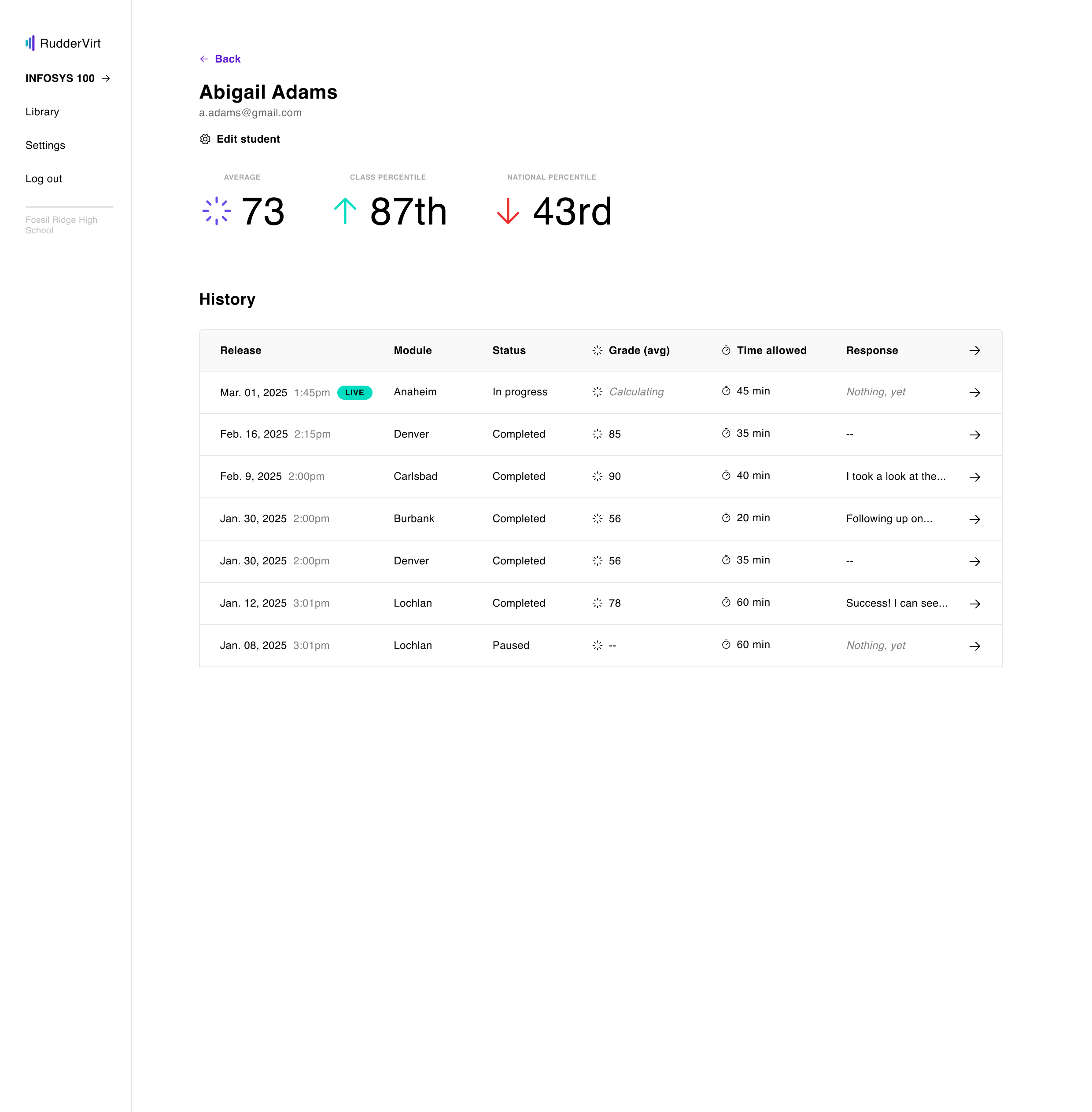 Student virtual machine view